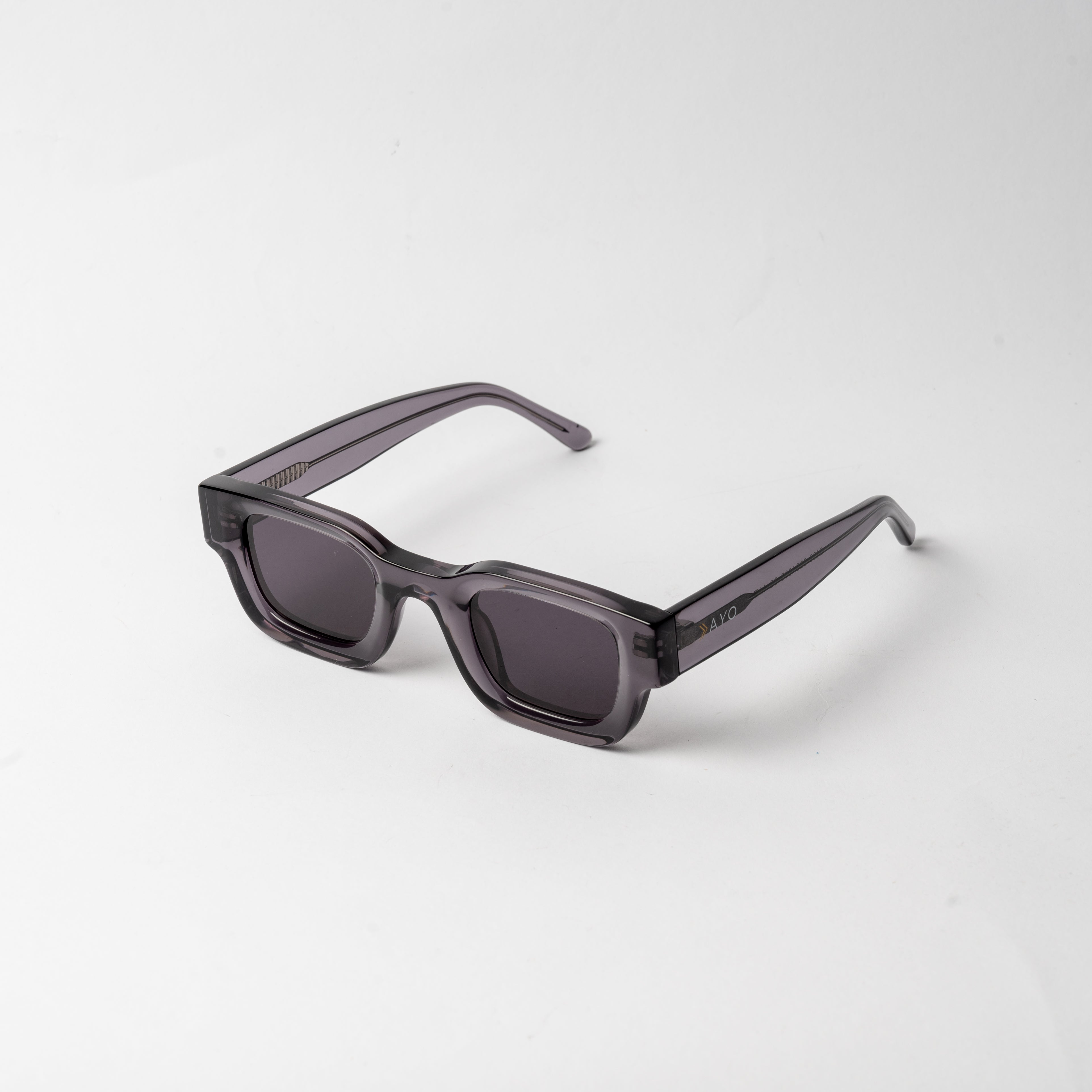 VAYO Mist unisex grey sunglasses with translucent acetate frame and polarized TAC lenses